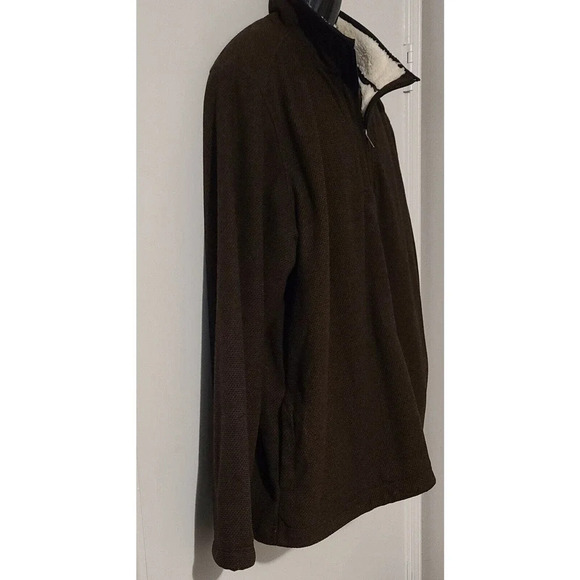 MEN'S ORVIS FLEECE LINED SWEATER SWEATSHIRT PULLOVER KNIT BROWN BLACK SZ XXL EUC - Picture 3 of 9